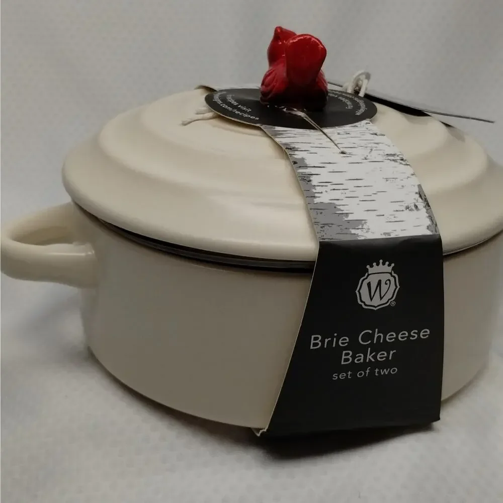 Wild Eye Designs Ceramic Brie Baker Red Cardinal Lid Missing Spoon